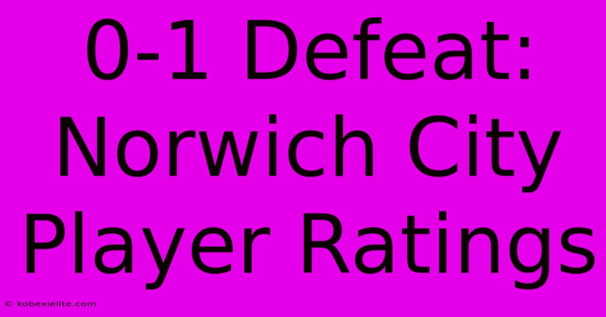 0-1 Defeat: Norwich City Player Ratings