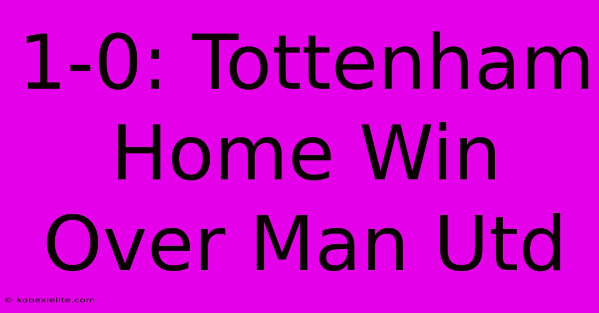 1-0: Tottenham Home Win Over Man Utd