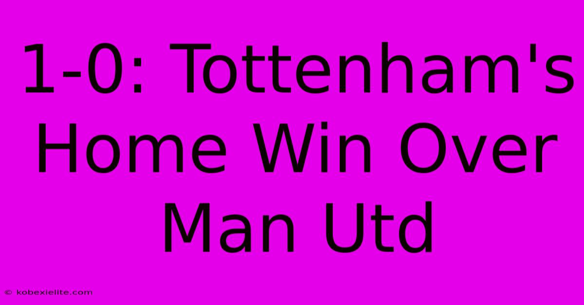 1-0: Tottenham's Home Win Over Man Utd