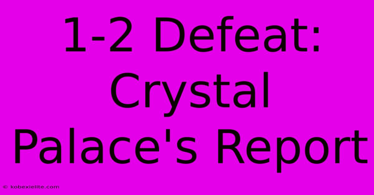 1-2 Defeat: Crystal Palace's Report