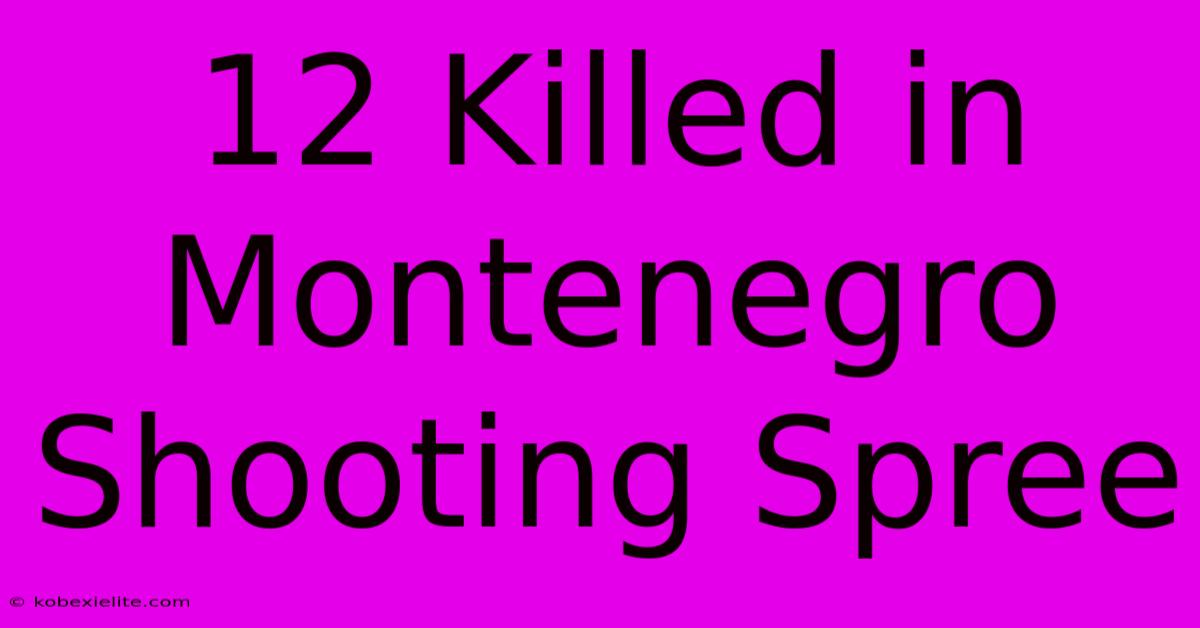 12 Killed In Montenegro Shooting Spree