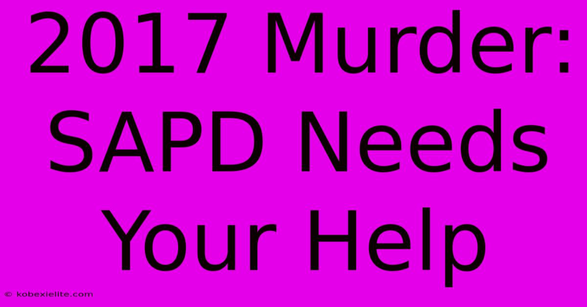 2017 Murder: SAPD Needs Your Help