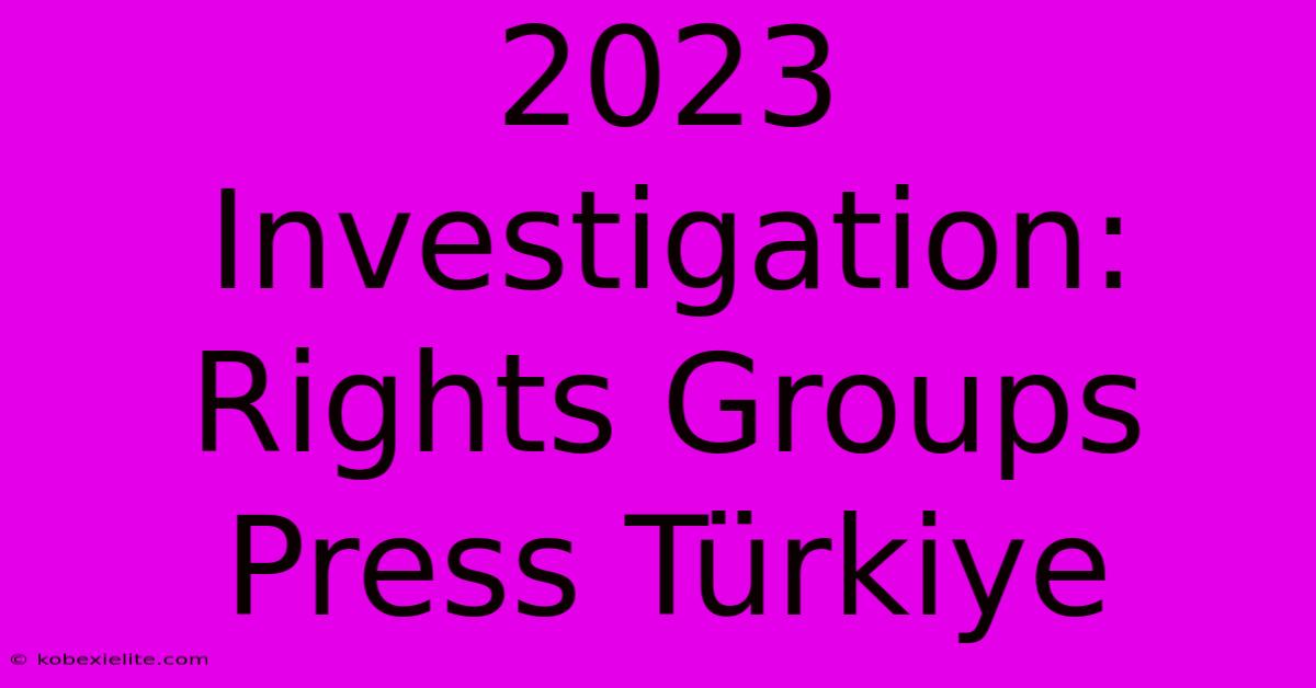 2023 Investigation: Rights Groups Press Türkiye 2023 Investigation: Rights Groups Press Türkiye