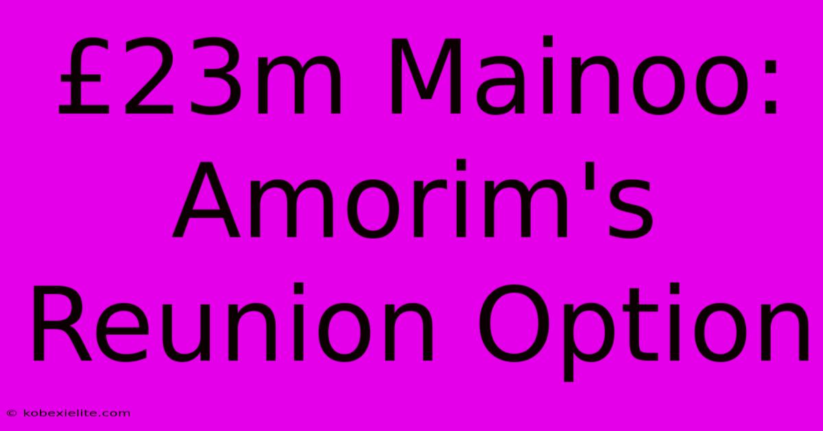 £23m Mainoo: Amorim's Reunion Option