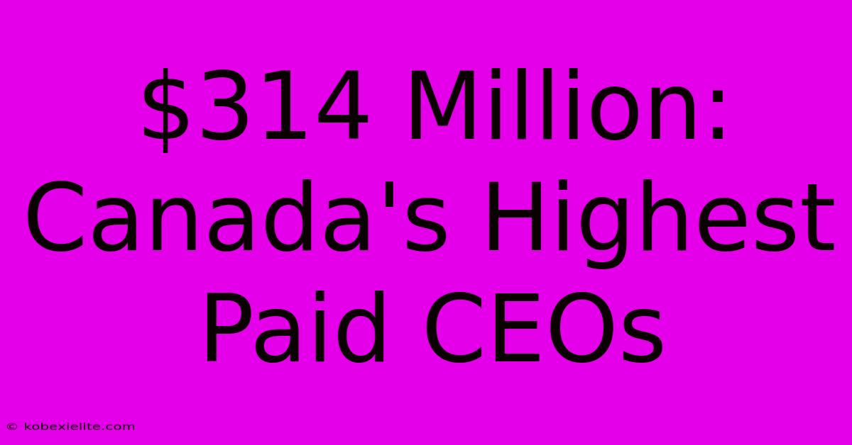 $314 Million: Canada's Highest Paid CEOs