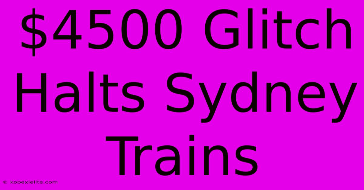 $4500 Glitch Halts Sydney Trains