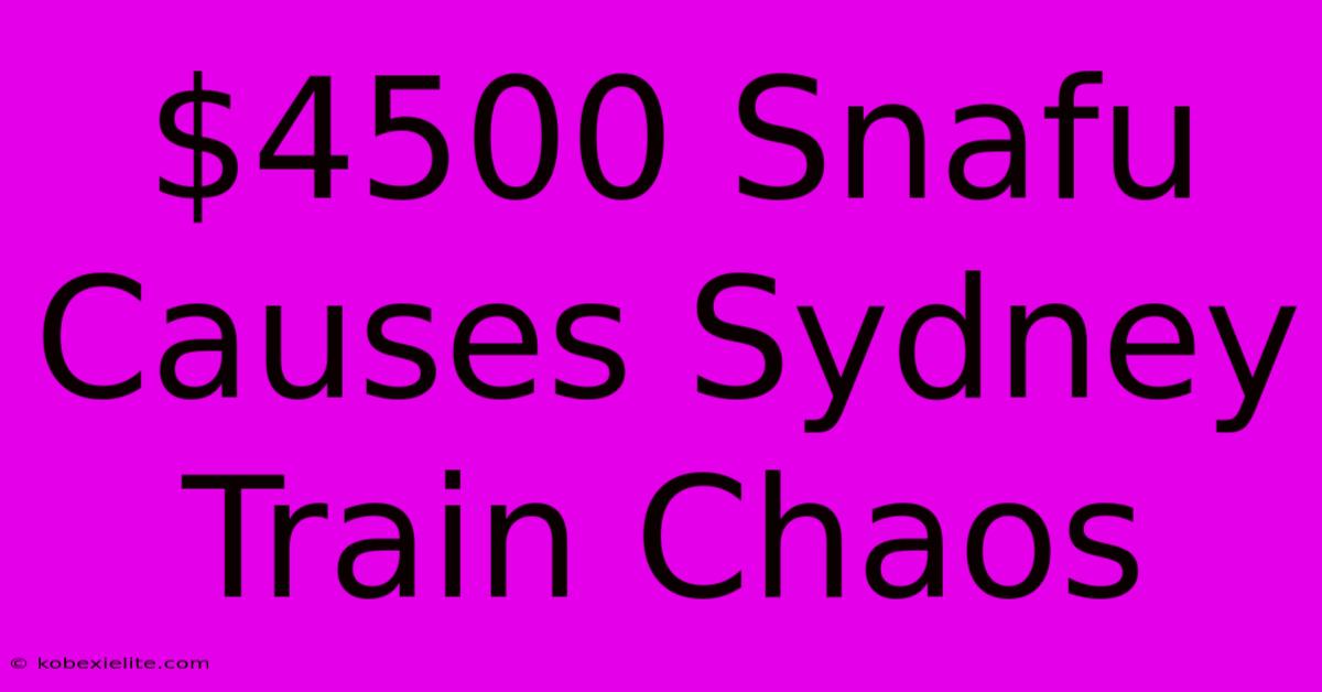 $4500 Snafu Causes Sydney Train Chaos