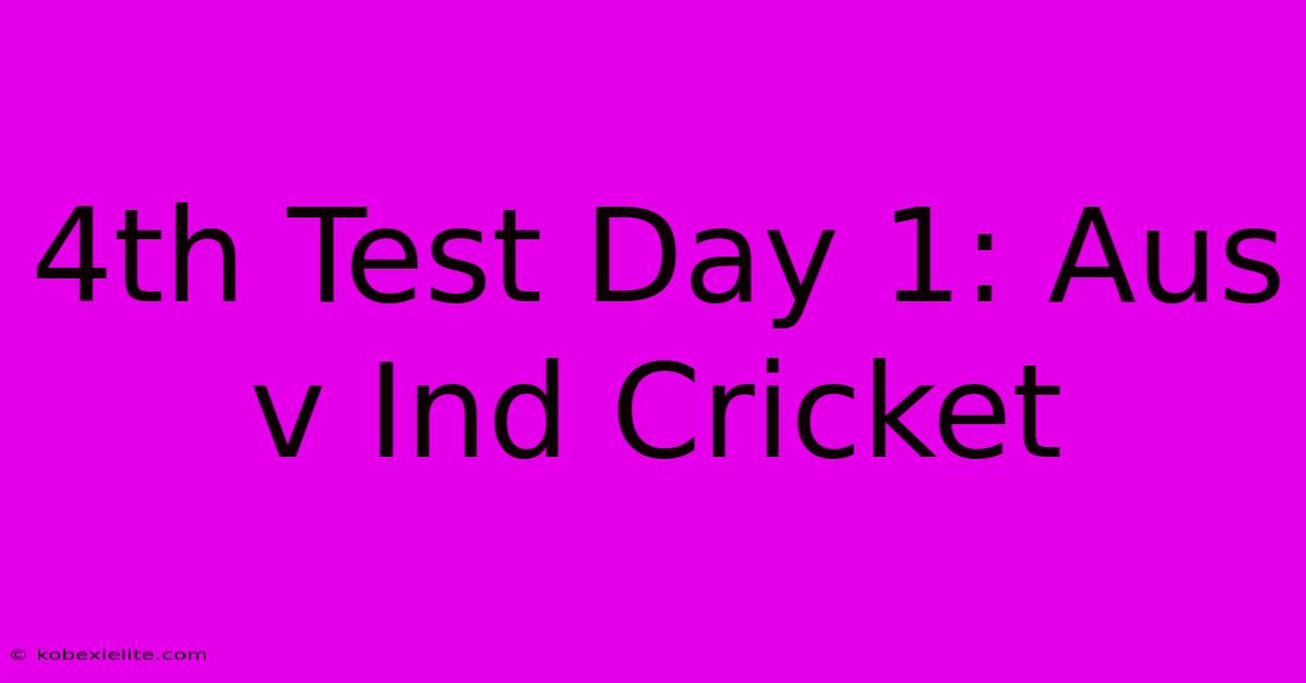 4th Test Day 1: Aus V Ind Cricket