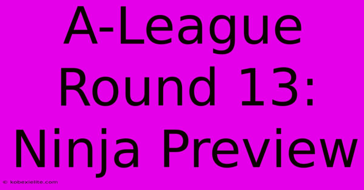 A-League Round 13: Ninja Preview