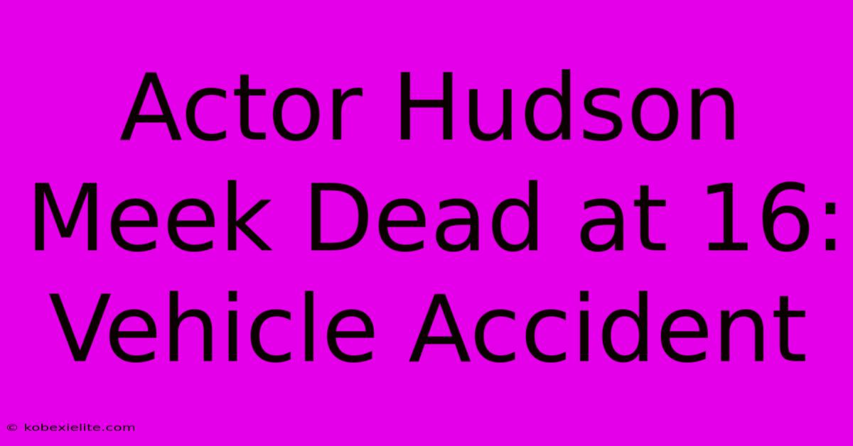 Actor Hudson Meek Dead At 16: Vehicle Accident