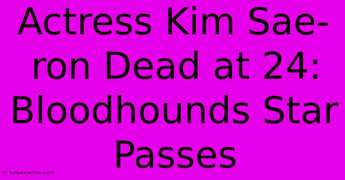 Actress Kim Sae-ron Dead At 24: Bloodhounds Star Passes