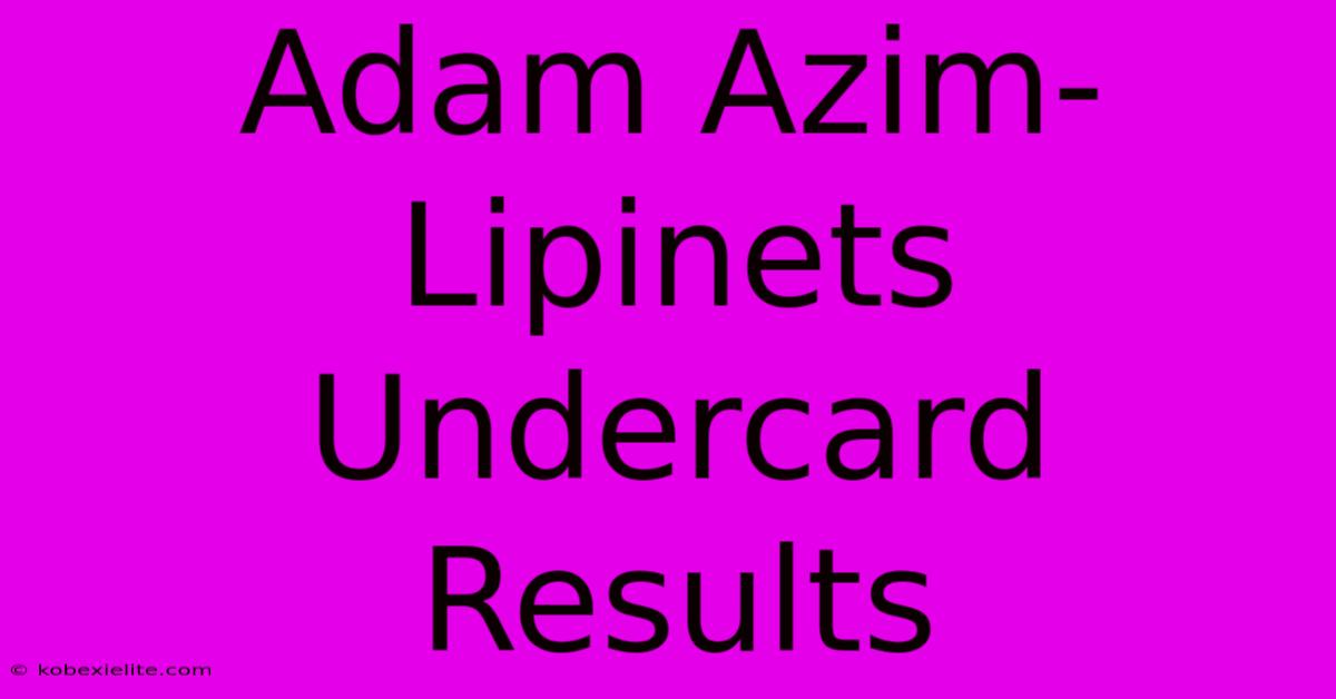 Adam Azim-Lipinets Undercard Results