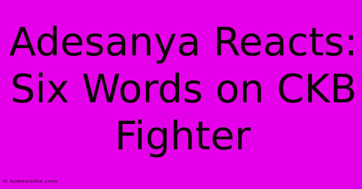 Adesanya Reacts: Six Words On CKB Fighter Adesanya Reacts: Six Words On CKB Fighter