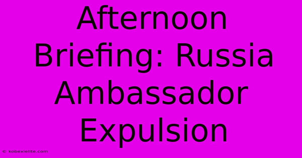 Afternoon Briefing: Russia Ambassador Expulsion