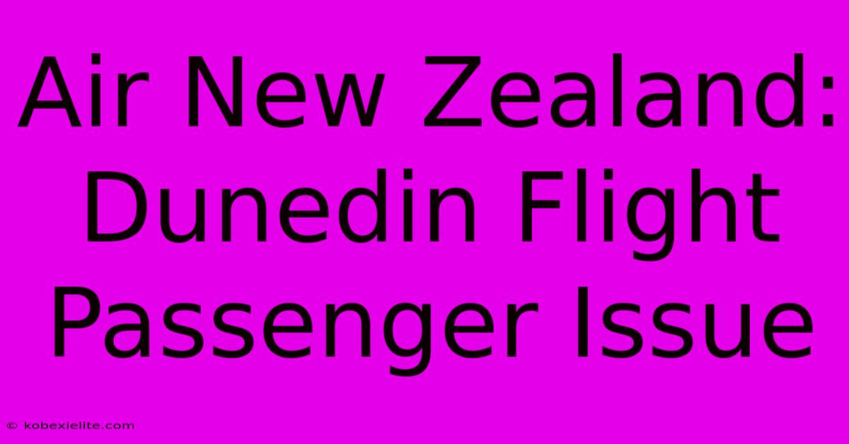 Air New Zealand: Dunedin Flight Passenger Issue