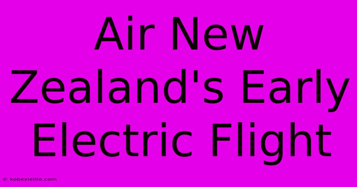 Air New Zealand's Early Electric Flight Air New Zealand's Early Electric Flight