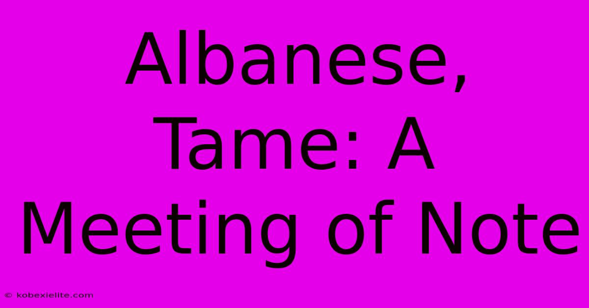 Albanese, Tame: A Meeting Of Note