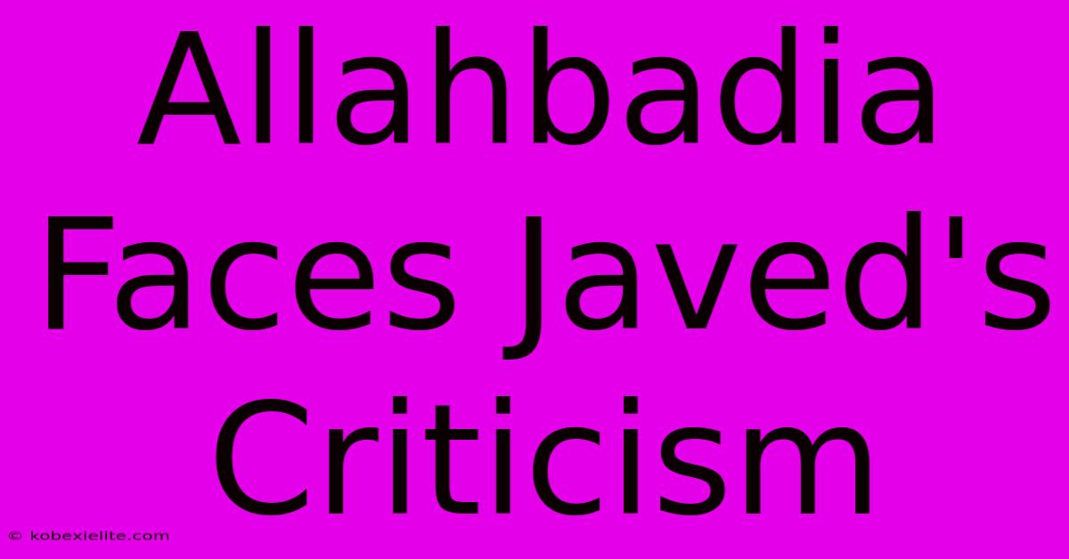 Allahbadia Faces Javed's Criticism