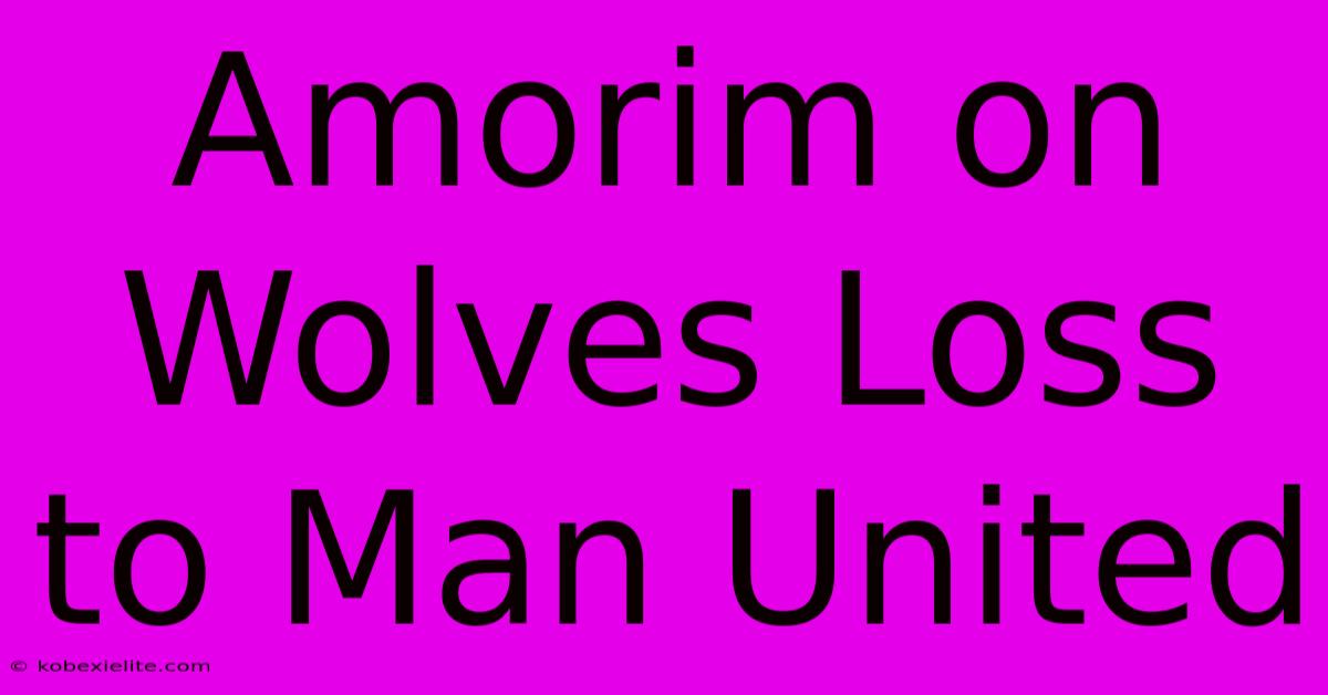 Amorim On Wolves Loss To Man United