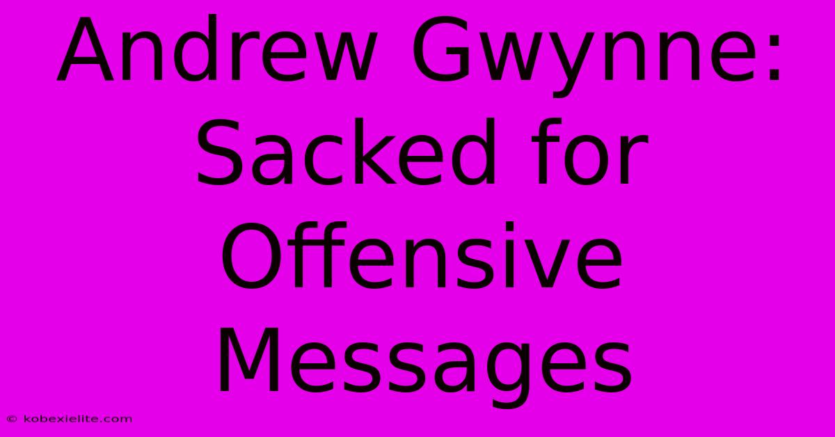 Andrew Gwynne: Sacked For Offensive Messages