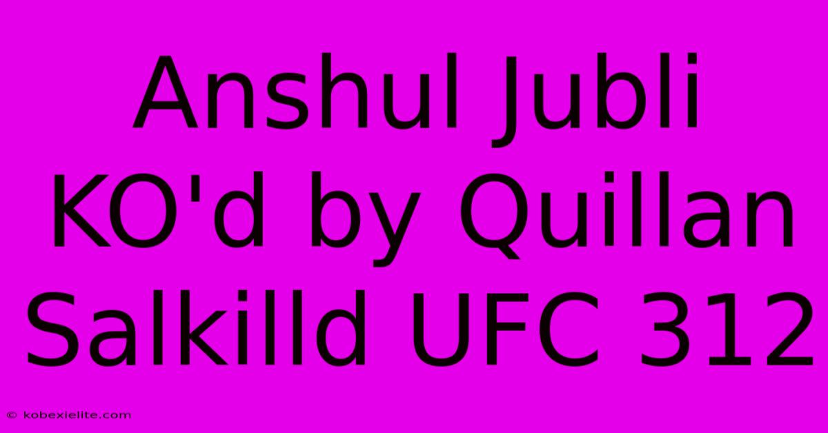 Anshul Jubli KO'd By Quillan Salkilld UFC 312