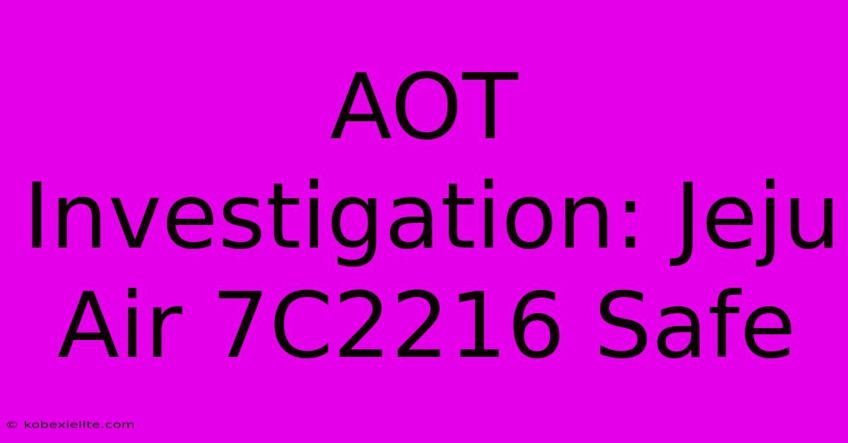 AOT Investigation: Jeju Air 7C2216 Safe