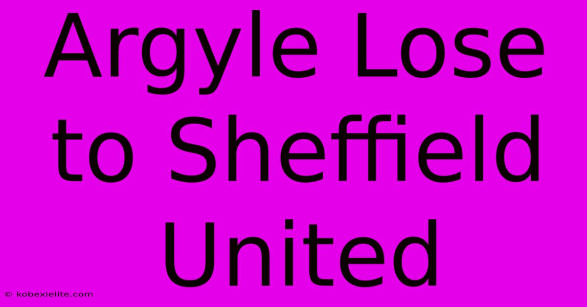 Argyle Lose To Sheffield United Argyle Lose To Sheffield United