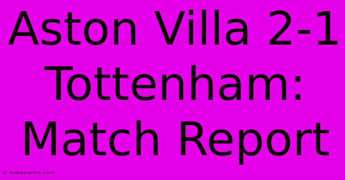 Aston Villa 2-1 Tottenham: Match Report