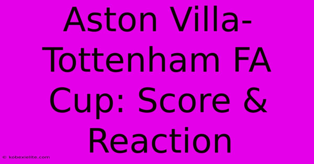 Aston Villa-Tottenham FA Cup: Score & Reaction