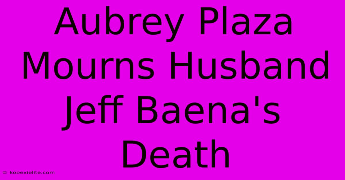 Aubrey Plaza Mourns Husband Jeff Baena's Death