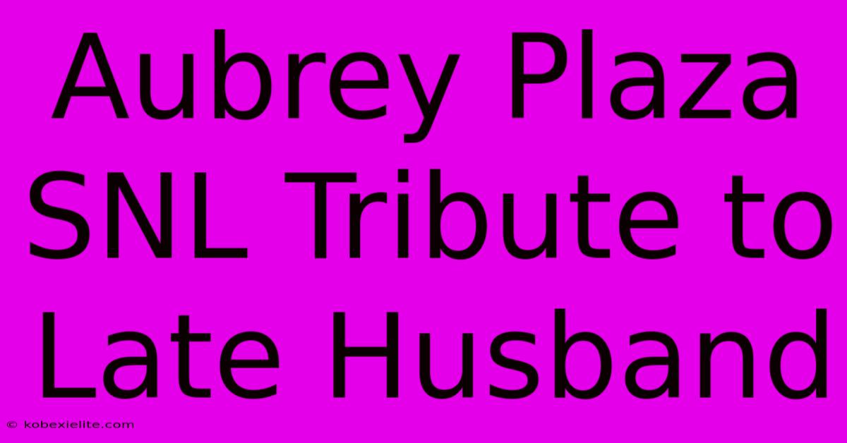 Aubrey Plaza SNL Tribute To Late Husband