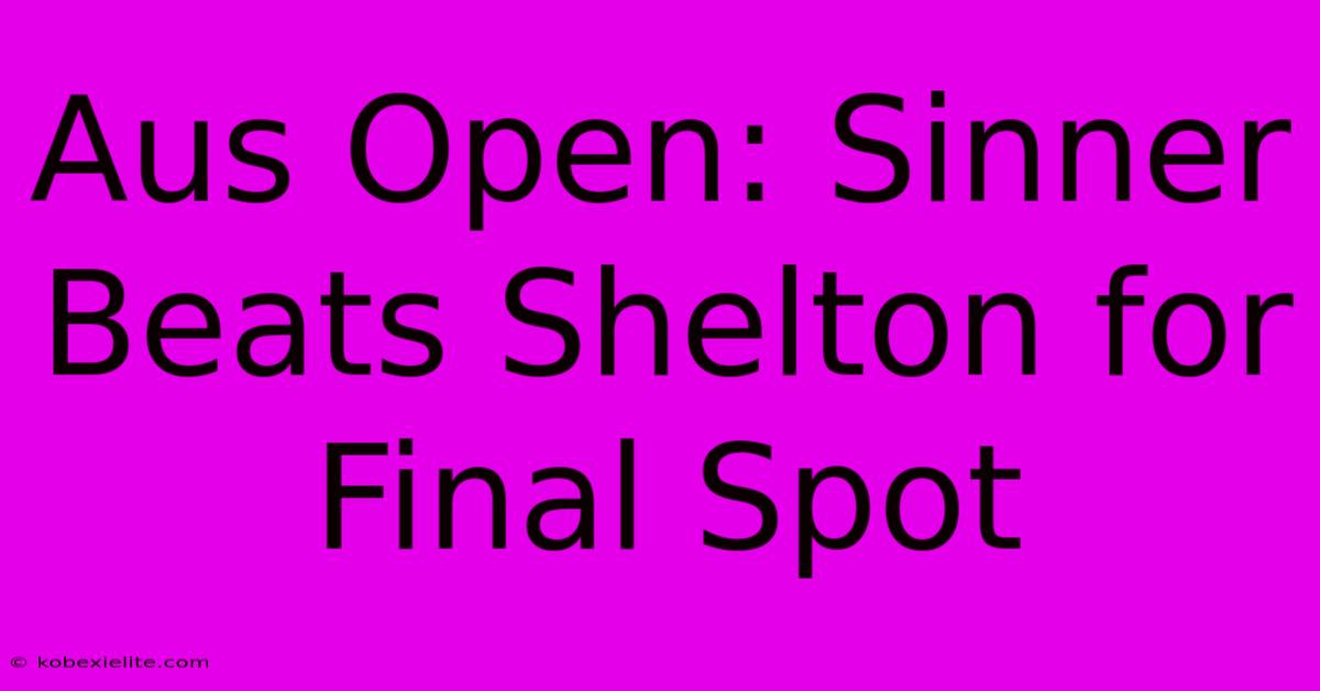 Aus Open: Sinner Beats Shelton For Final Spot