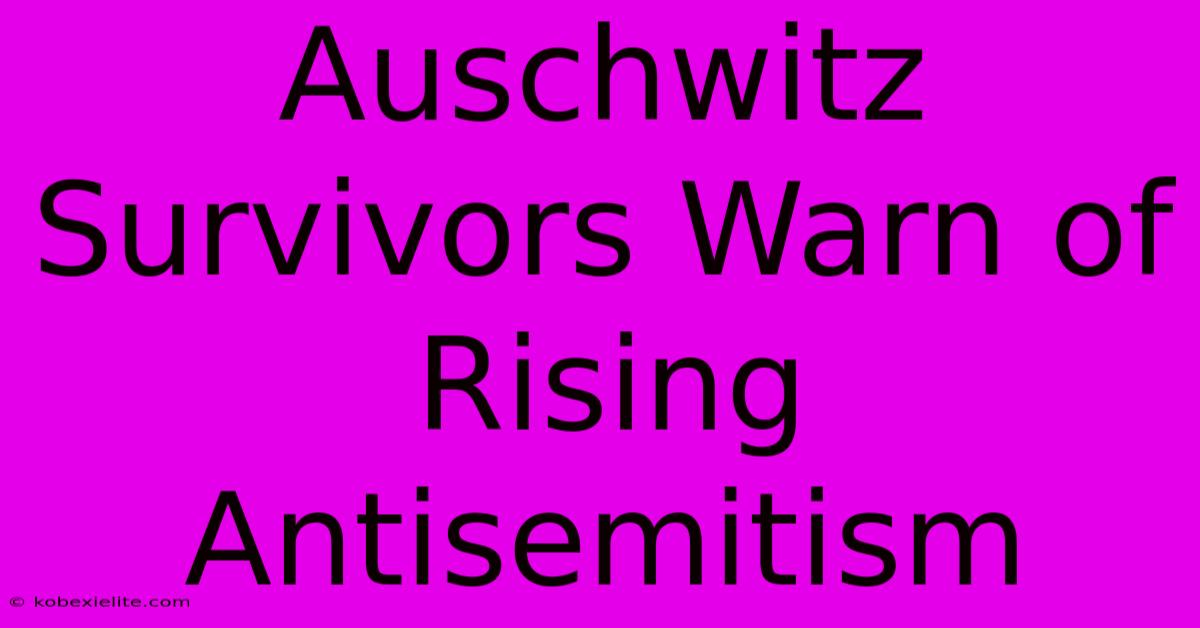 Auschwitz Survivors Warn Of Rising Antisemitism