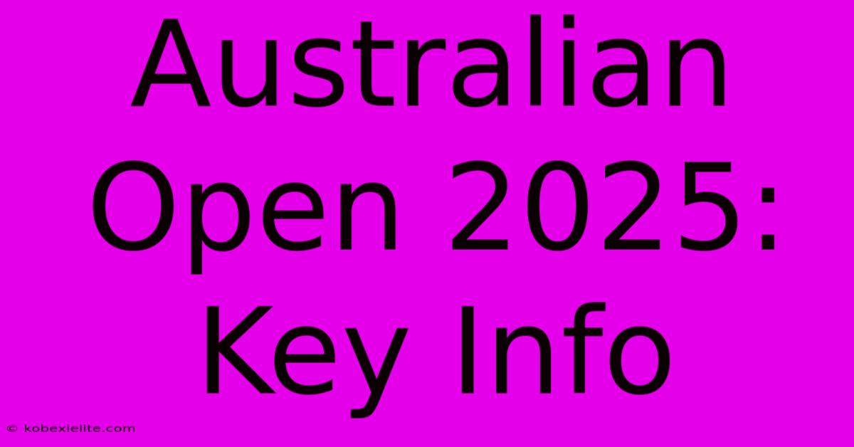 Australian Open 2025: Key Info