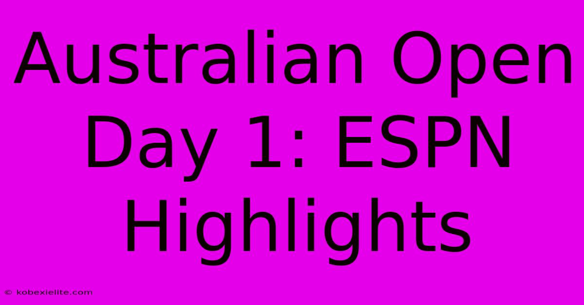 Australian Open Day 1: ESPN Highlights