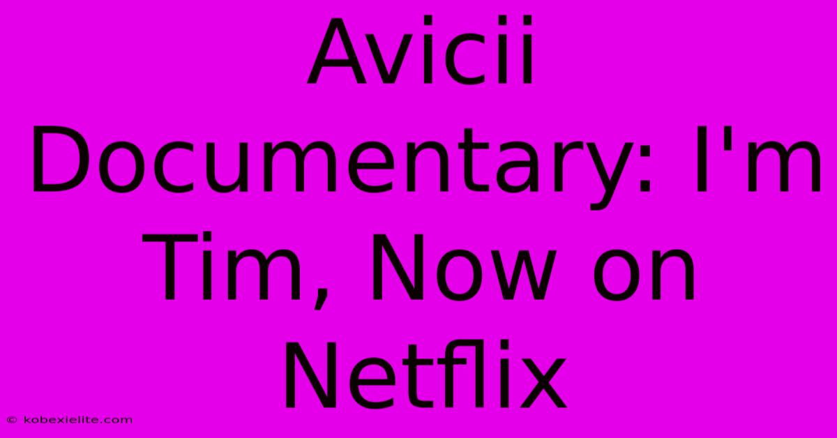 Avicii Documentary: I'm Tim, Now On Netflix