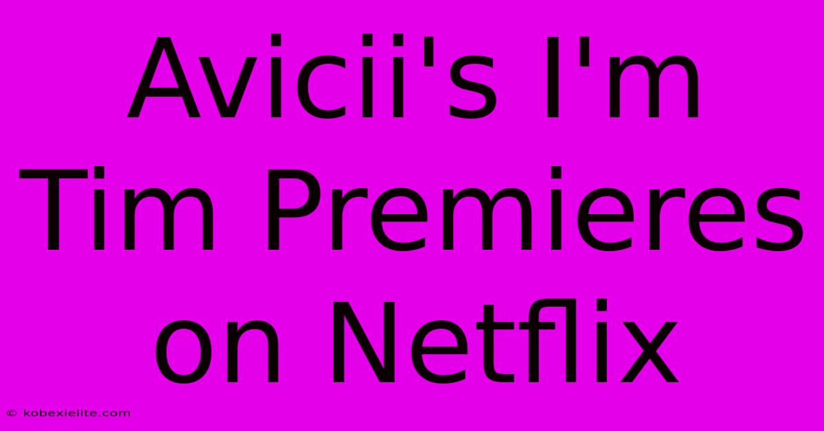 Avicii's I'm Tim Premieres On Netflix