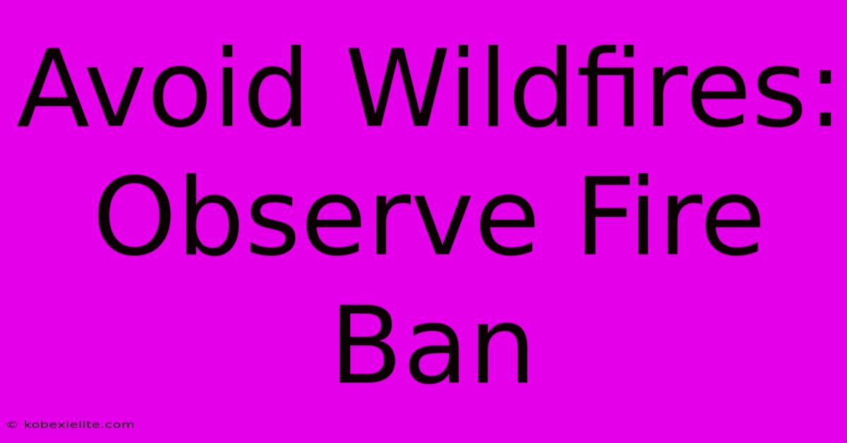 Avoid Wildfires:  Observe Fire Ban