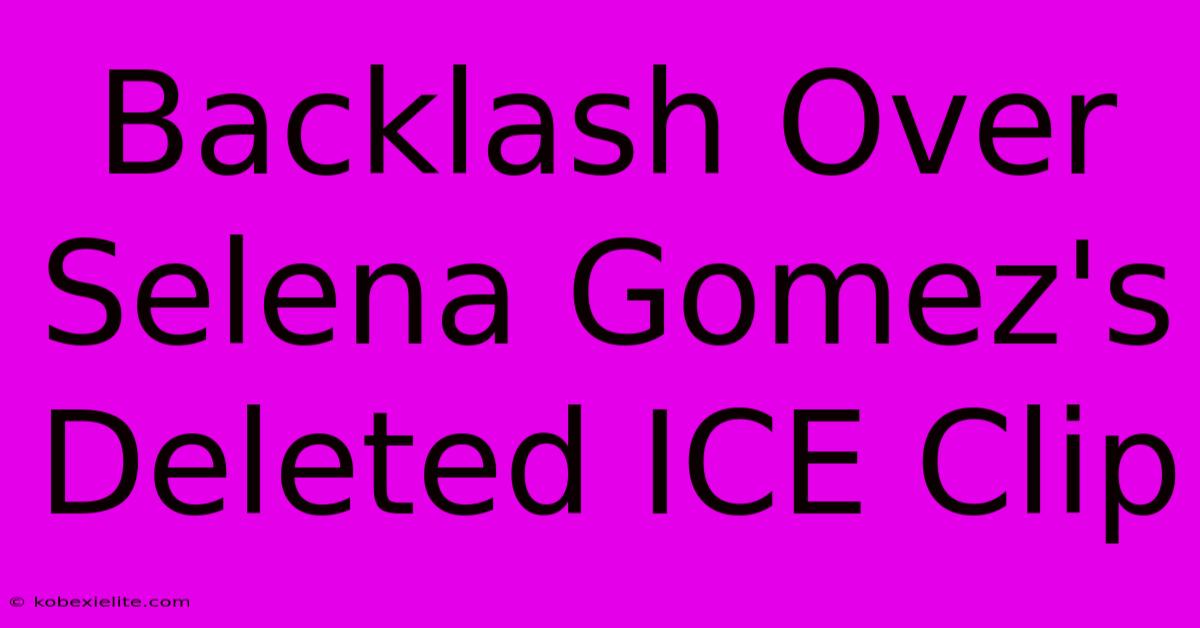 Backlash Over Selena Gomez's Deleted ICE Clip