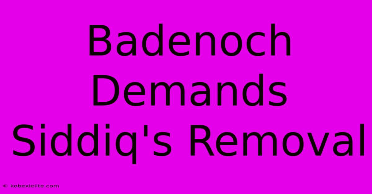 Badenoch Demands Siddiq's Removal