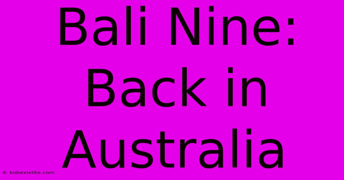 Bali Nine: Back In Australia Bali Nine: Back In Australia
