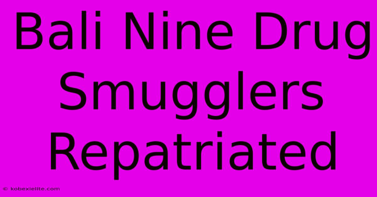 Bali Nine Drug Smugglers Repatriated Bali Nine Drug Smugglers Repatriated