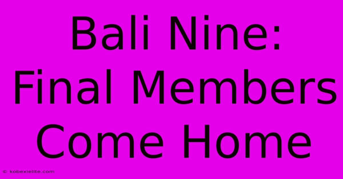 Bali Nine: Final Members Come Home Bali Nine: Final Members Come Home