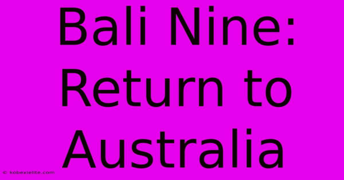 Bali Nine: Return To Australia Bali Nine: Return To Australia