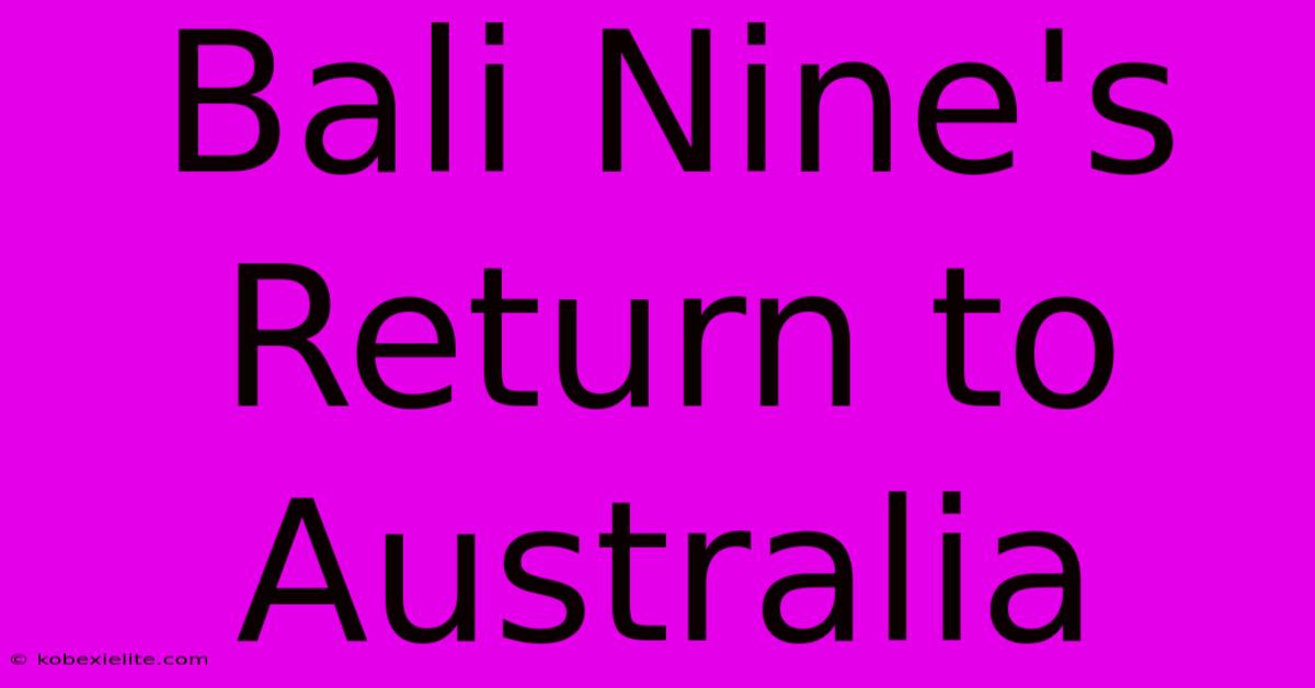 Bali Nine's Return To Australia Bali Nine's Return To Australia