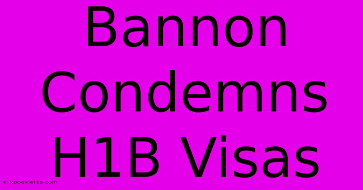 Bannon Condemns H1B Visas