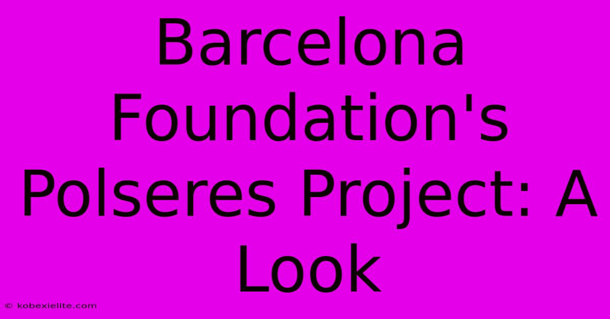 Barcelona Foundation's Polseres Project: A Look