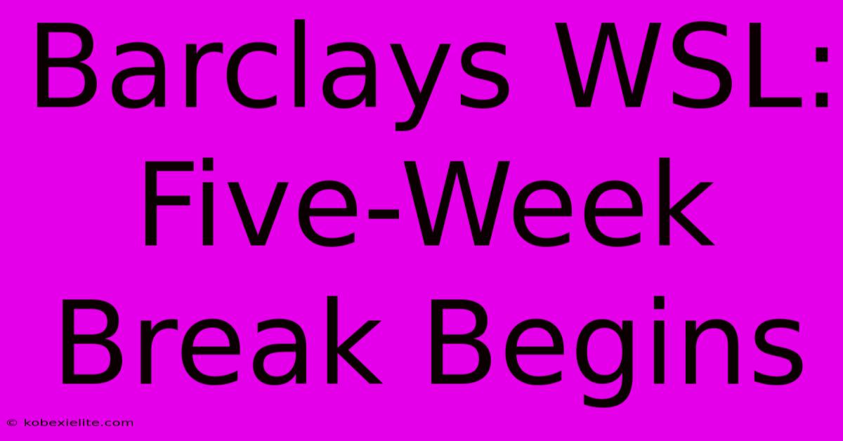 Barclays WSL: Five-Week Break Begins Barclays WSL: Five-Week Break Begins