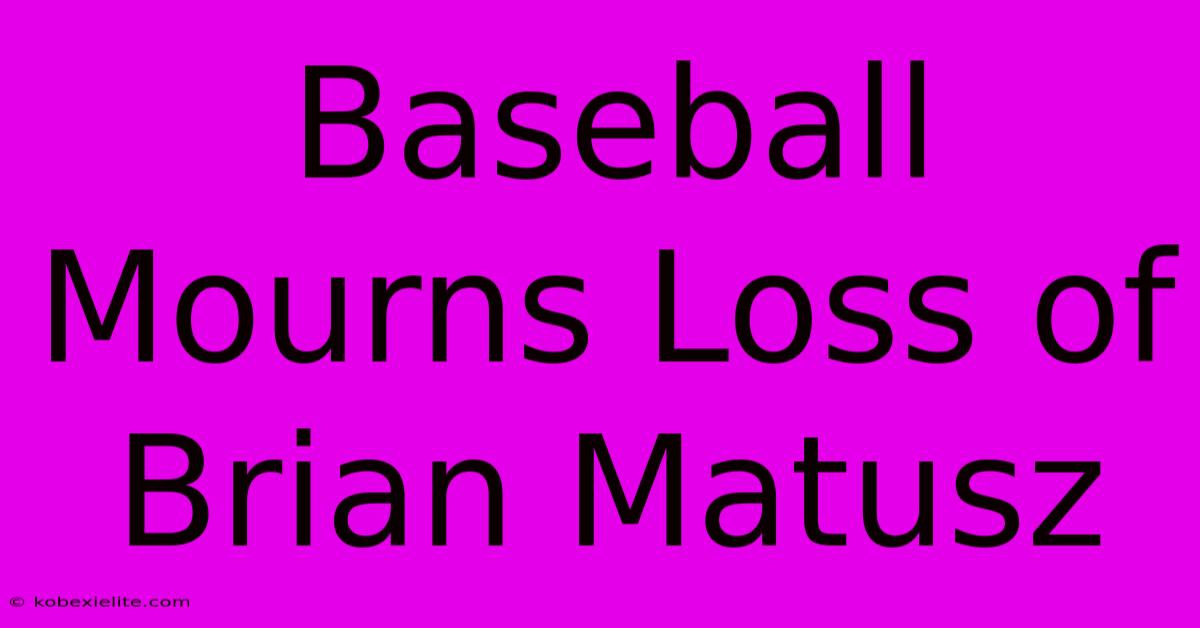 Baseball Mourns Loss Of Brian Matusz