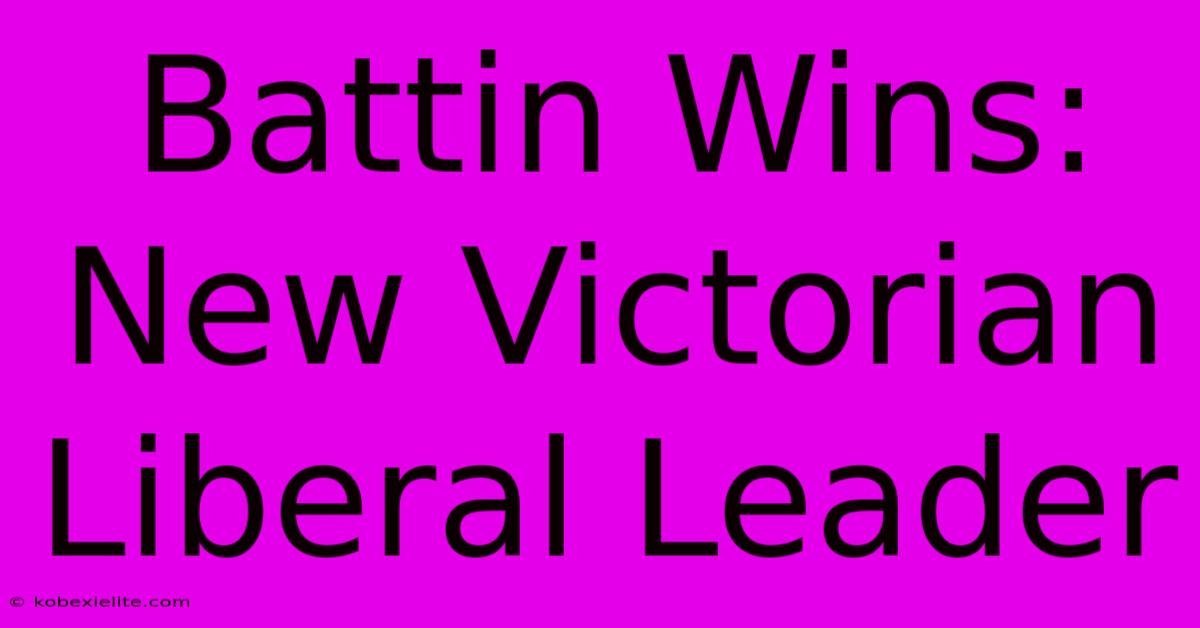 Battin Wins: New Victorian Liberal Leader